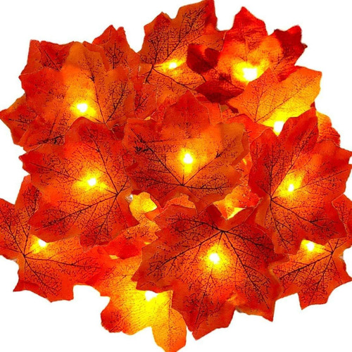 Luces Led De Cadena De Hojas De Arce Simuladas De Halloween