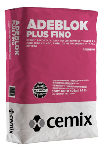 Adeblok Plus Fino Blanco 40 Kg - Cemix