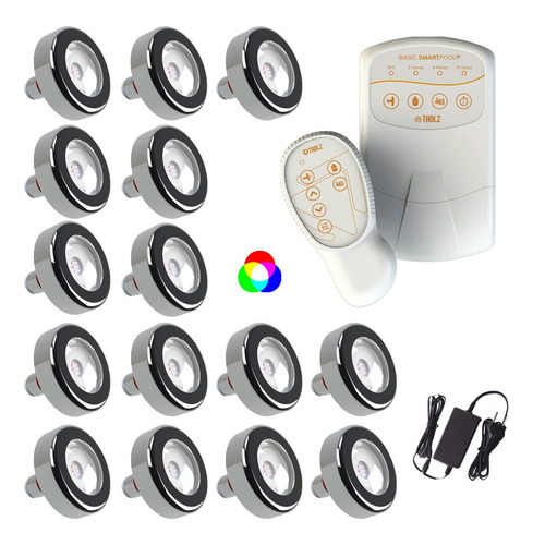 15 Led Tholz 6x Inox 316 Rgb + 1 Basic Smart Pool