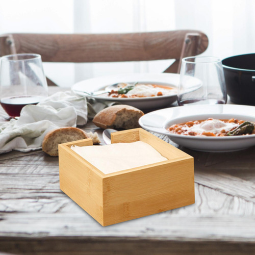 Caja De Pañuelos De Bambú, Contenedor Dispensador Cuadrado