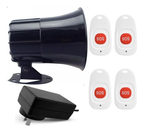 Alarma Vecinal 100m Ext/int Con 4 Controles Sirena 12v 20w F