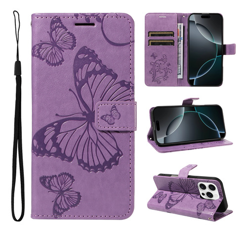 Funda Tipo Cartera De Poliuretano Multifuncional De Alta Calidad De La Serie Motorola Con Soporte, Ranura Para Tarjetas, Etc., Color Morado