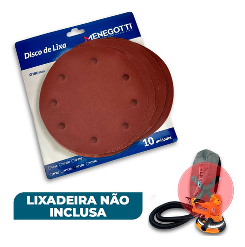 Kit 10 Lixas 180mm Para Lixadeira De Parede E Teto Mlp 710
