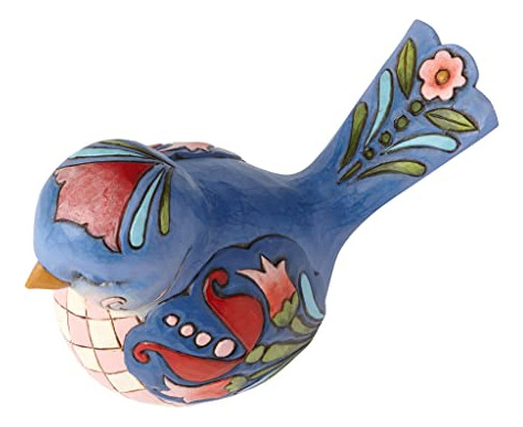 Jim Shore Hwc Pájaro Azul De La Felicidad Azul Floral Pájaro
