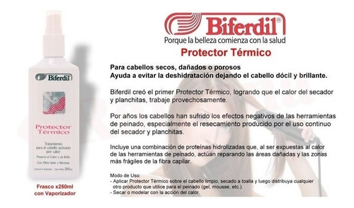 Imagen 3 de 6 de Protector Termico De Cabello Biferdil Por Uso De Planchitas