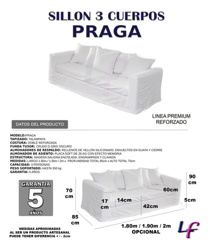 Sillon 3 Cuerpos Vellon Ecocuero Talampaya + Funda Tusor A Elección Despues De La Compra Talampaya