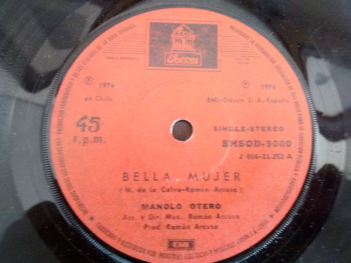Vinilo Single De Manolo Otero - Bella Mujer( P37 -v2