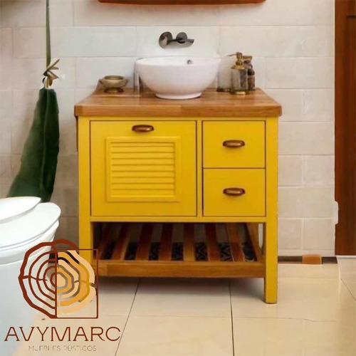 Lavamanos Mueble De Madera Incluye Poso, Grifo Y Desagüe