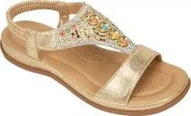 Comprar Sandalia Huarache Acojinadas Con Piedritas Confort Doradas