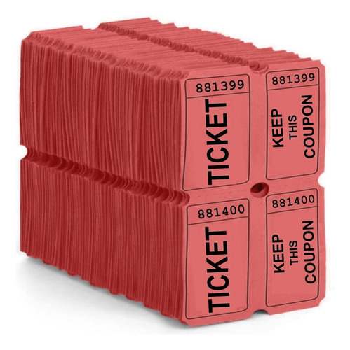 100 Boletos De Rifa Rojos Rollo Doble 50/50 Feria Del C...