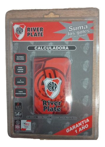 Calculadora River Plate Con Tapa 8 Digitos Pila Solar Dual