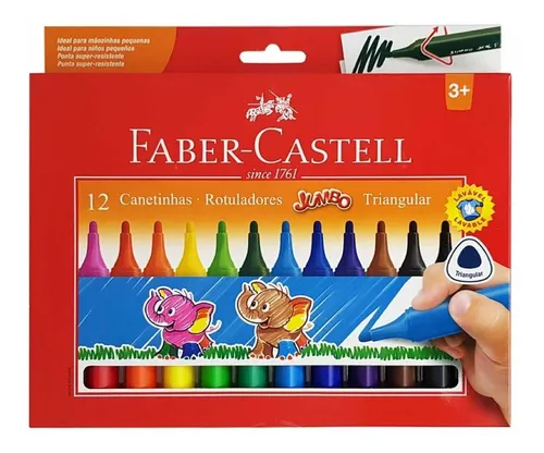 Canetinha Hidrográfica 12 Cores Jumbo Faber Castell