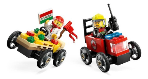 Set De Construcción Lego Auto De Carreras Pizza Vs Bomberos