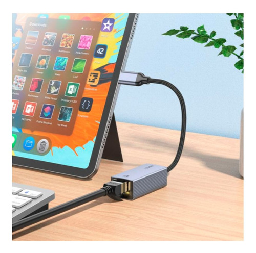 Adaptador Hoco Red Ethernet Rj45 A Type-c 1000 Mbps