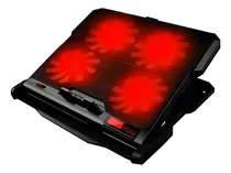Comprar Cooler Para Laptop 4 Ventiladores Cybercool Halion Ha-k4 Color Negro Led Rojo