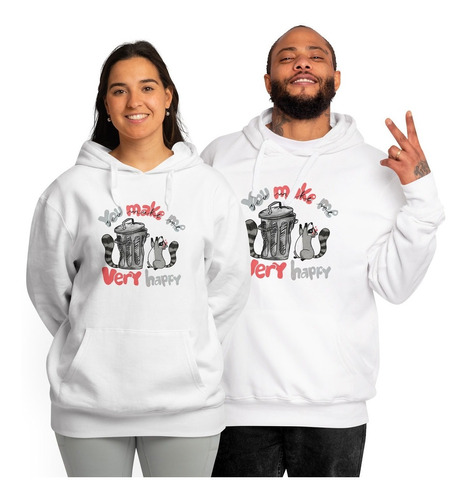 Hoodie Sudadera Parejas Novios Mapaches Amor 14 De Febrero