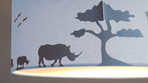 Lámpara colgante Safari con forma de cúpula Savana, 40 x 15 cm, color azul