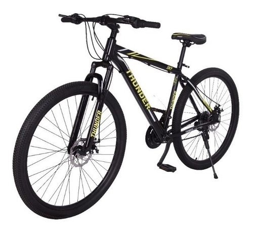 Imagen 3 de 4 de Mountain bike Thunder Sky 2.0 R29 21v frenos shimano tz50 y sunrun qd35 color negro/verde con pie de apoyo