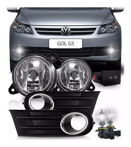 Kit Farol Milha Gol G5 Botão Mod Orig  + Kit Super Led 6k