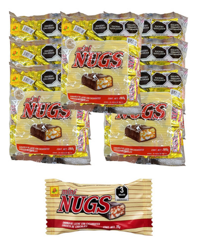 Mini Nugs Chocolate 72pz Con Caramelo Cacahuate De La Rosa E