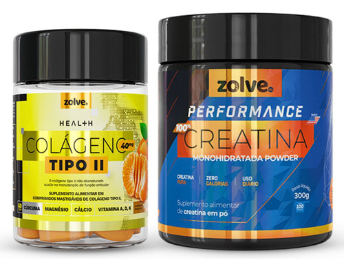 Kit1 Pote Creatina Performance + Colágeno Tipo Ii Mastigável