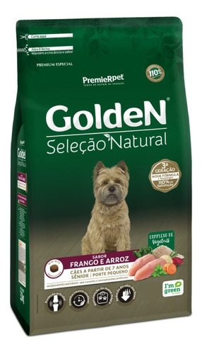 Ração Golden Seleção Natural para Cães Sênior de Porte Pequeno Sabor Frango e Arroz 3kg