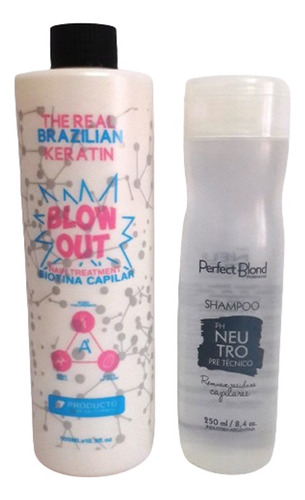 Kit Blow Out Biotina Capilar + Shampoo Neutro Perfect Blond