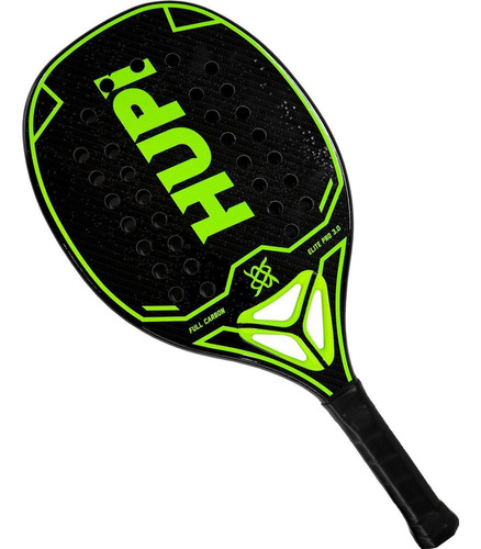 Raquete Beach Tennis Hupi Carbon Elite 3k Pro 3.0 Cor Preto-Verde