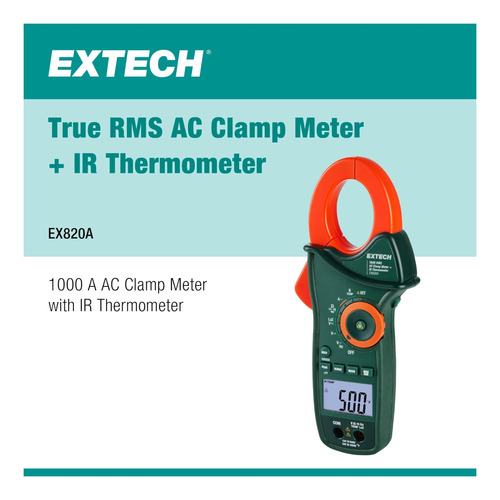 Extech Ex820a 1000a Medidor De Abrazadera De Ac Verdadero Ir