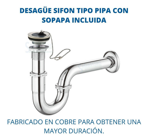 Imagen 3 de 10 de Descarga Con Sifon Pipa Gloa De Cobre Cromo + Sopapa 11/4