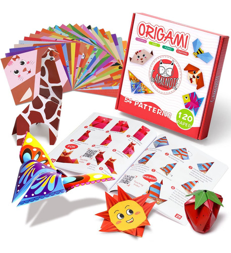 Gamenote Kit De Origami Colorido Para Niños, 120 Hojas De Pa