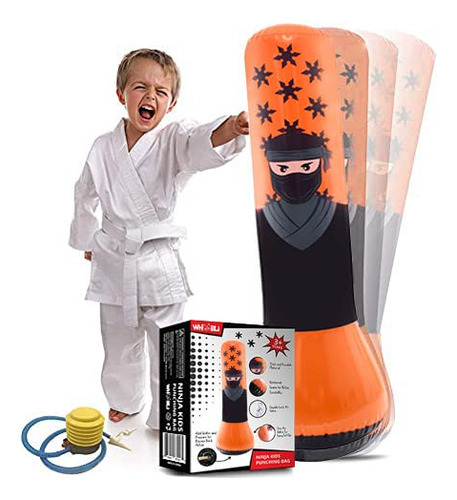 Whoobli Ninja Inflatable Kids Punching Bag, Inflatable Toy P