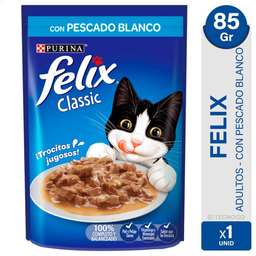 Alimento Felix Sensaciones para gato adulto sabor pescado blanco en sobre de 85 g