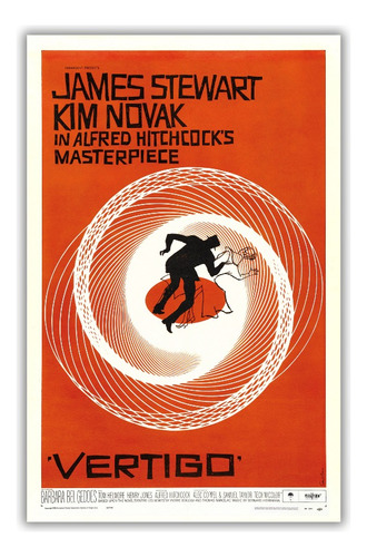 Poster De Película Vértigo 29.7 X 21 Cm - Alfred Hitchcock
