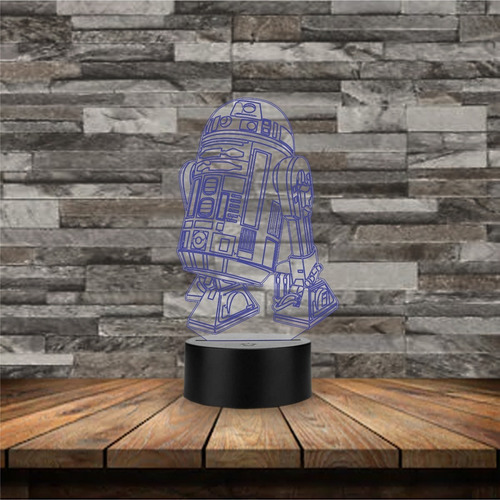 Lámpara Decorativa De Buro R2 - D2 Starwars Art1169 Estructura Negra Pantalla Agua