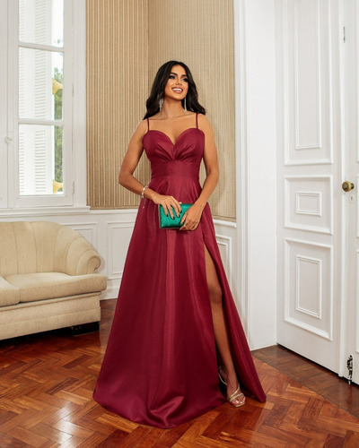 Imagem 2 de 2 de Vestido Zibeline Rose Marsala Ref 1090