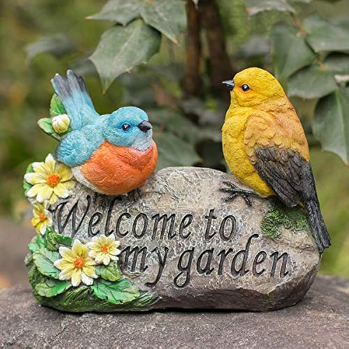 Decoración De Jardín De Aves, Carteles De Bienvenida, Escult