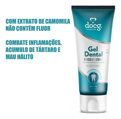 Gel Dental Pet Cães Gatos Mau Hálito Sem Fluor - Docg - 85g Sabor Menta