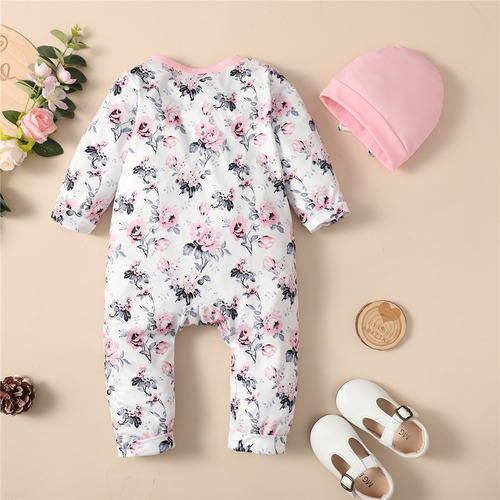 Mono De Manga Larga Con Estampado De Monos Y Flores Para Rec