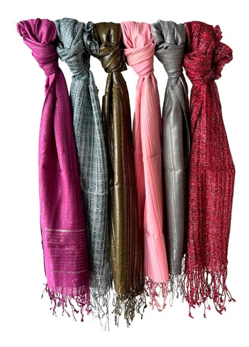 Bufanda Pashmina Ruana Mujer Chalina Lurex Importada Pack X6