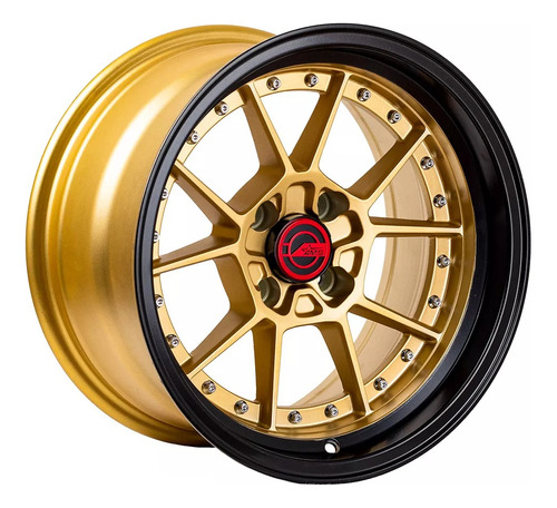 Ams 15x8.25 4x100 Et0 Matte Yellow Gloss Black (4 Llantas)