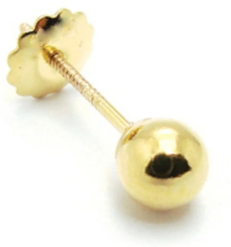 Par Aros Tuerca Oro 18k Bolita Nº 4 (4 Mm.) Garantía Estuche