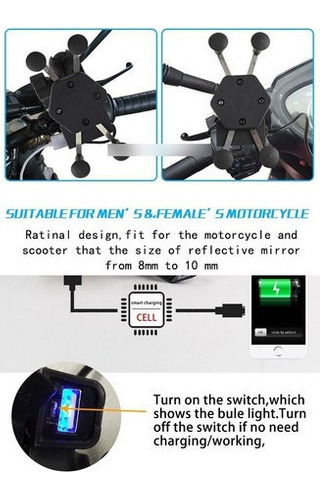 Imagen 3 de 8 de Soporte Y Cargador Celular Moto 5v 2a Salida Usb Cable