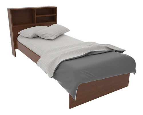 Imagen 1 de 9 de Cama De Una Plaza Con Respaldo Repisa Melamina 0,93 M Ancho