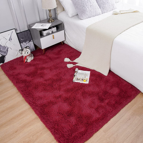 Alfombra Burdeo Peludita Pequeña 1 5 0 X 2 0 0 Suave Mx