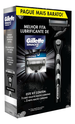 Barbeador Gillette Mach 3 Carvão Gillette Mach3 Carbono 3 un