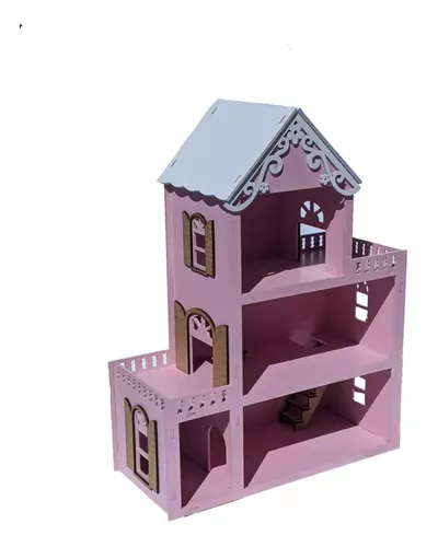 Novo Casa Casinha Para Barbie/polly/lol 60cm Mdf Com Brinde