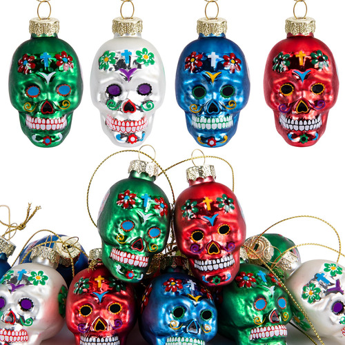 12 Adornos De Cristal Del Día De Los Muertos ' Adornos De Ca