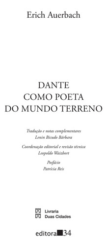 Dante como poeta do mundo terreno, de Auerbach, Erich. Coleção Espírito Crítico Editorial EDITORA 34, capa mole em português, 2022