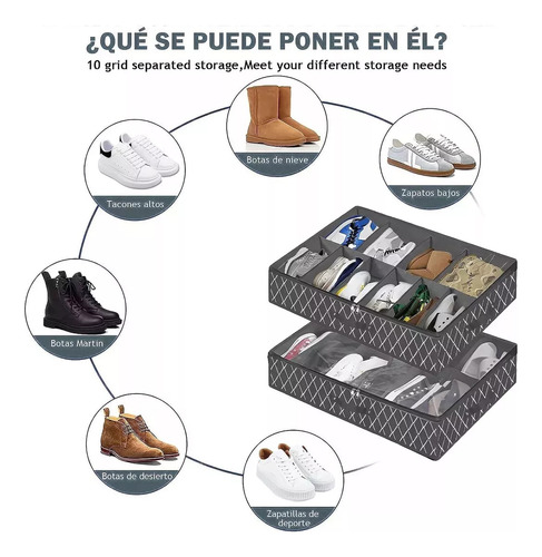 Caja De Almacenamiento Para Zapatos Debajo De Cama Bolsa 2pc Negro Yawpgn